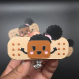 Black Nurse Bandage Badge Reel — Personalized ID Holder